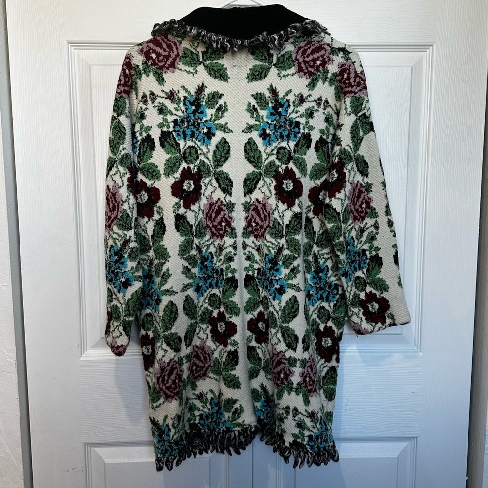 Aldo Martins Barcelona Floral Intarsia Knit Cardigan Wool Blend Size S/M - Picture 3 of 13